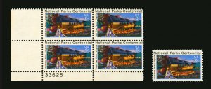 #1452 1972 6c EFO National Parks Centennial Plate # 33625 Color Shift Errors