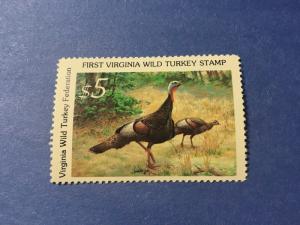 First Virginia Wild Turkey Stamp Virginia Wild Turkey Federation  XF Mint