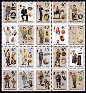 New Zealand 2003 Military Uniforms Complete Mint MNH Set Block SC 1860