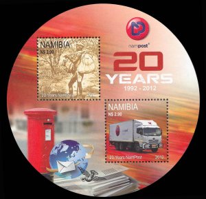 NAMIBIA - 2012 20yrs of NAMPOST - ROUND-SHAPED MIN. SHEET MINT NH