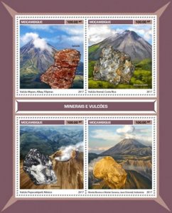 Mozambique - 2017 Minerals & Volcanoes - 4 Stamp Sheet - MOZ17112a