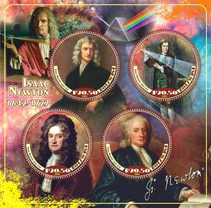 Stamps. Isaac Newton 2020 year, 1+1 sheets  perforated  NEW