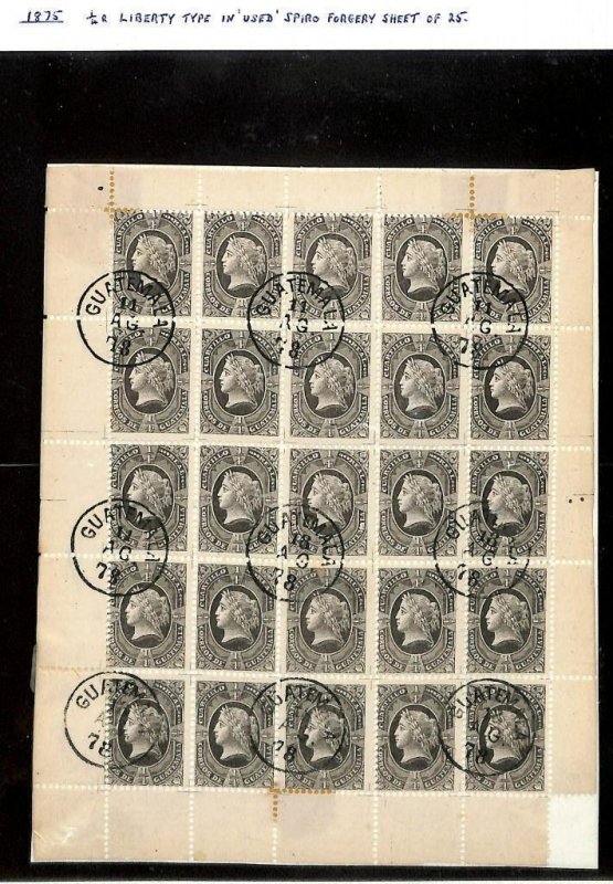 GUATEMALA #7 FOURNIER & SPIRO FORGERY USED & UNUSED STAMP GROUPING (x41) (1875) 