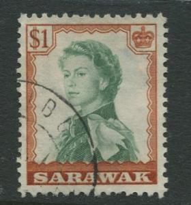 Sarawak -Scott 209 - QEII Definitives - 1955 - FU - Single $1.00 Stamp