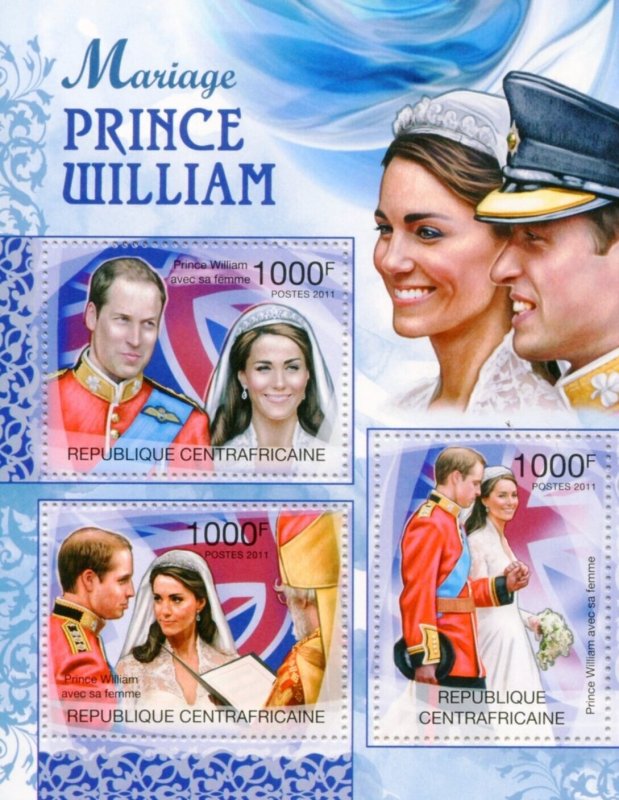 CENTRAL AFRICA 2011 MARRIAGE OF WILIAM & KATE SHEET MINT NEVER HINGED