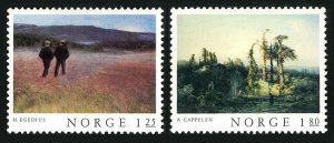 Norway 704-705, MNH. Michel 753-754. Classical paintings 1977. Landscapes.