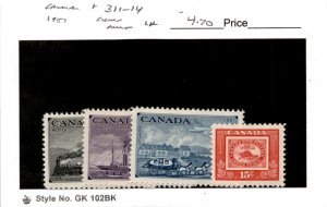 Canada, Postage Stamp, #311-314 Mint LH, 1951 Train, Steamship (AI)