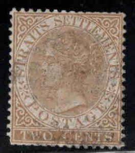 Straits Settlements Scott 10 Used  1867 Queen Victoria stamp CC wmk