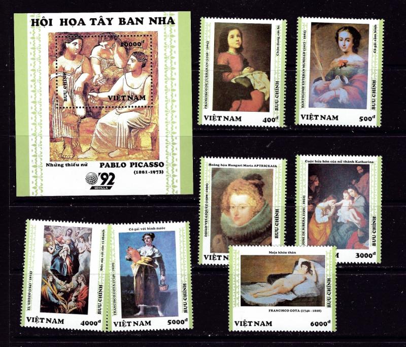 Vietnam 2370-77 NH 1992 Spanish Paintings