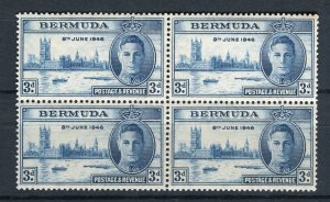 BERMUDA; 1946 early GVI Victory issue fine Mint hinged BLOCK of 4