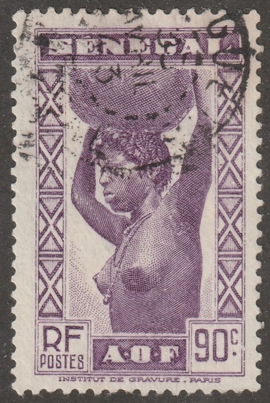 Senegal, stamp, Scott#182,  used, hinged,  0.90 cents