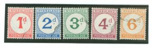 Nyasaland Protectorate #J1-J5 Used Single (Complete Set)