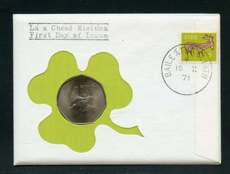 IRELAND 1971 COMBO FIRST DAY OF ISSUE COINS SET OF THREE COVERS AS SHOWN