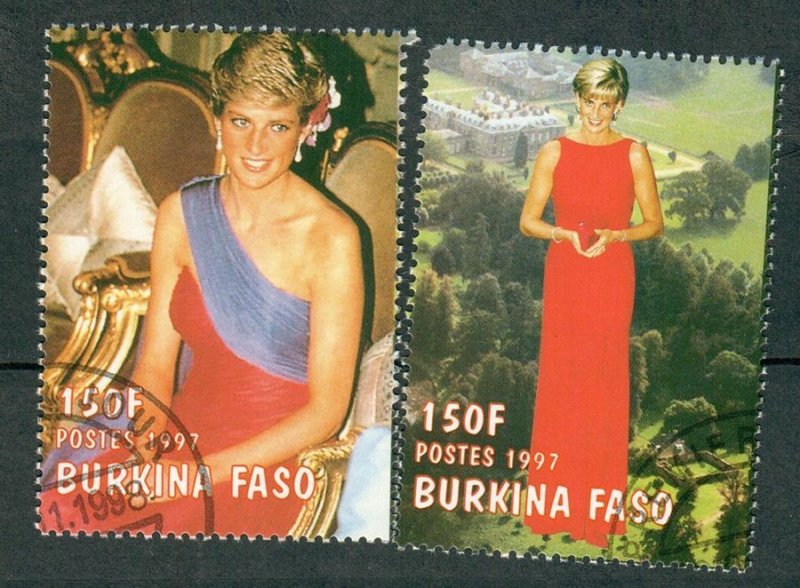 Burkina Faso (Upper Volta) #1090Ab-c Princess Diana used singles