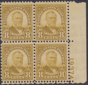 640 Grant Plate Block MNH