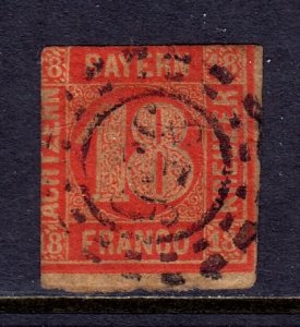 Germany (Bavaria) - Scott #14 - Used - Creasing, clipped, thin - SCV $140