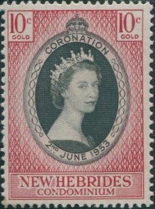 New Hebrides 1953 SG79 10c Coronation QEII MLH