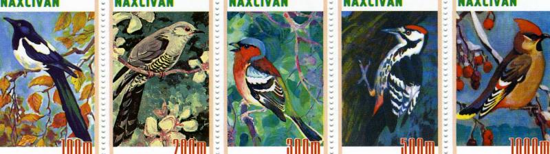 Naxcivan Exotic Birds Strip (5) Perforated mnh.vf