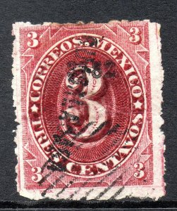 Mexico 1882 Foreign Mail Small Numeral 3¢ Rose Carmine Mazatlan VFU MX26