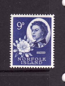 D3-Norfolk Is.-Scott#34-Unused NH 9p ultramarine-Flowers-QEI
