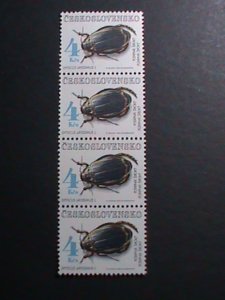 ​CZECHOSLOVAKIA-1992 SC#2866 DYTISCUS LATISSIMUS INSET MNH BLOCK OF 4 -VF