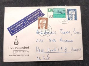 C) 1974, GERMANY, AIR MAIL, ENVELOPE SENT TO THE UNITED STATES. MULTIPLE STAM XF