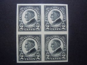 #611 2c Harding Imperforated Block of 4 with MNH OG VF #12