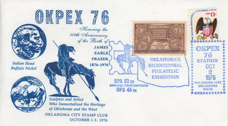 1976 Oklahoma Bicentennial OKPEX 76 OCSC Cachet Pictorial 4