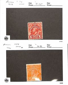 Australia Postage Stamp, #17, 27 Mint Hinged, 1913-20