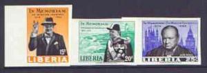 Liberia 1966 Churchill Commemoration imperf set of 3 unmo...