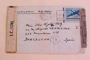 US  TO SPAIN 2 DIFF. CENSORS MAY 1943