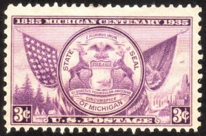 1935, US 3c, Michigan Centenary Issue, MH, Sc 775