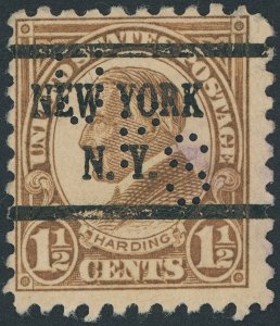 US 582 Regular Issue Harding; Used; New York precancel -- see details and scans