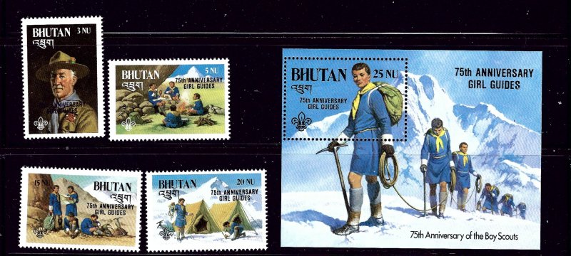 Bhutan 559-63 MNH 1986 Girl Guides 75th Anniversary