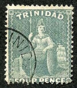 Trinidad SG102 4d Bluish Grey wmk Crown CA Fine used Cat 17 pounds