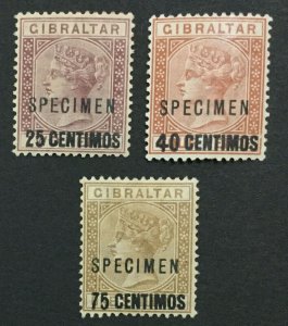 MOMEN: GIBRALTAR SG #17s,19s,21s SPECIMEN MINT OG H LOT #191839-371