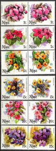 Niue 1981 Flowers 6 pairs MNH