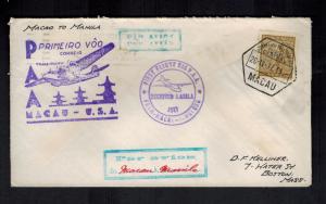 1937 Macau First Flight Cover FFC to Manila Philippines pan American Airlines 2