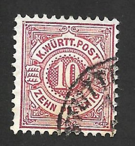 German State Wurttemberg 1875 - U - Scott #60