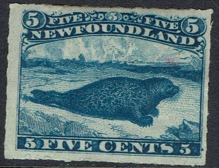 NEWFOUNDLAND 1876 SEAL 5/- ROULETTED  