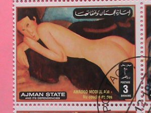 AJMAN STATE STAMP- WORLD FAMOUS NUDE ART CTO -MNH STAMP SHEET -RARE VERY RARE