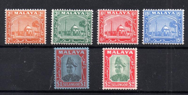 Malaya Selangor KGVI 1941 set mint LHM SG70-87 WS4645