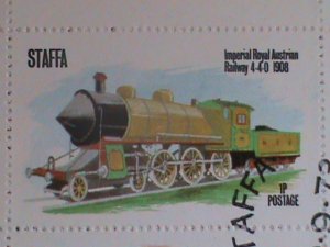 STAFFA-SCOTLAND STAMP:1973 AIRMAIL- RAILWAYS-THE TRAINS COMPLETE SET-CTO MNH