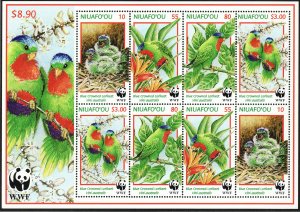 1998 Tonga Niuafo'ou WWF World Wildlife Foundation bird sheet MNH Sc# 205a