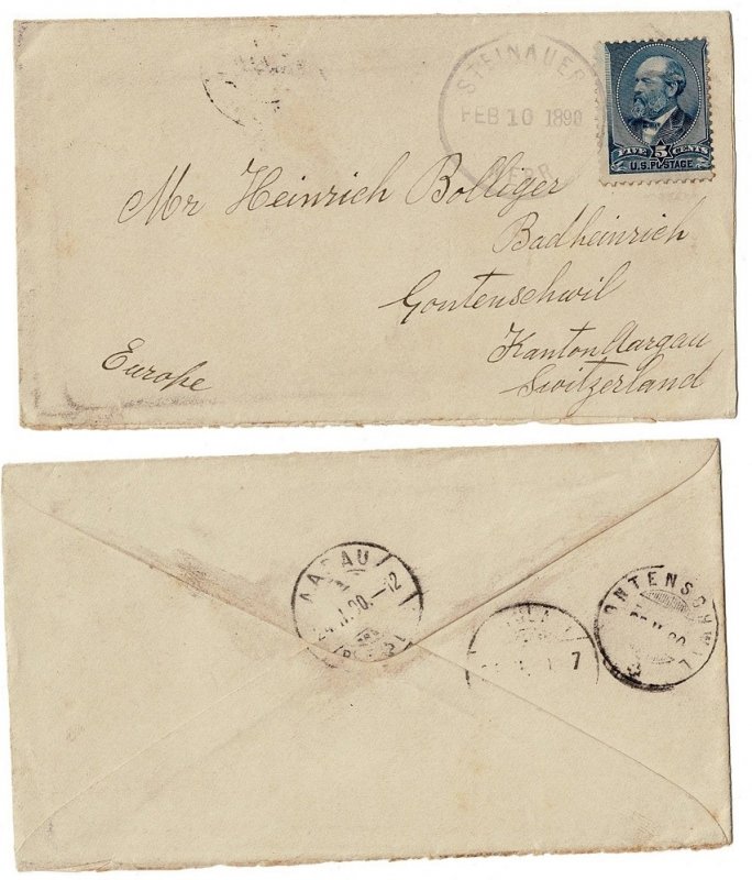 USA #216 on 1890 cover NE to  Switzerland