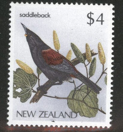 New Zealand Scott 770A MNH** 1986 4$ saddleback bird