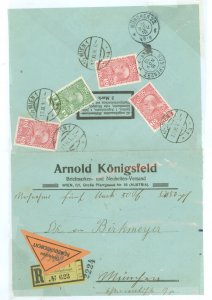 Austria 131/133 Registered exploded cover for display, one 131 (5h) and three 133 (10h) to pay 35 heller fee (10for letter posta