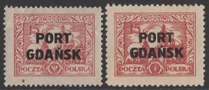 POLAND Port Gdansk 1926 Castle 15gr red coarse printing + redrawn common type.