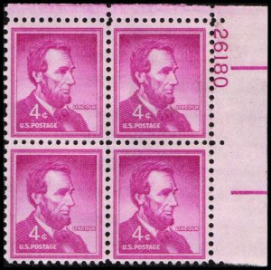 US #1036a LINCOLN MNH UR PLATE BLOCK #26180