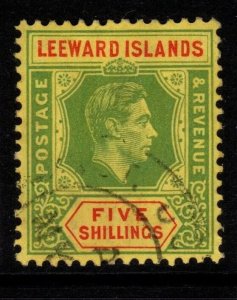 LEEWARD ISLANDS SG112b 1943 5/= GREEN & RED/YELLOW ORD PAPER FINE USED